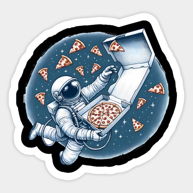 Astronaut in Space with Pizza, Love Eating Sticker by logiamerch